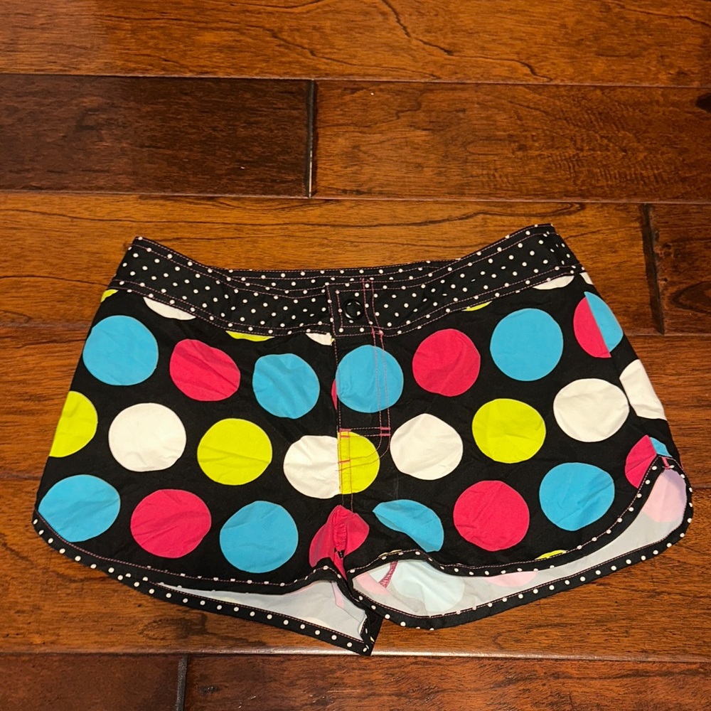 Xhilaration Black and White Polka Dot Swim Shorts